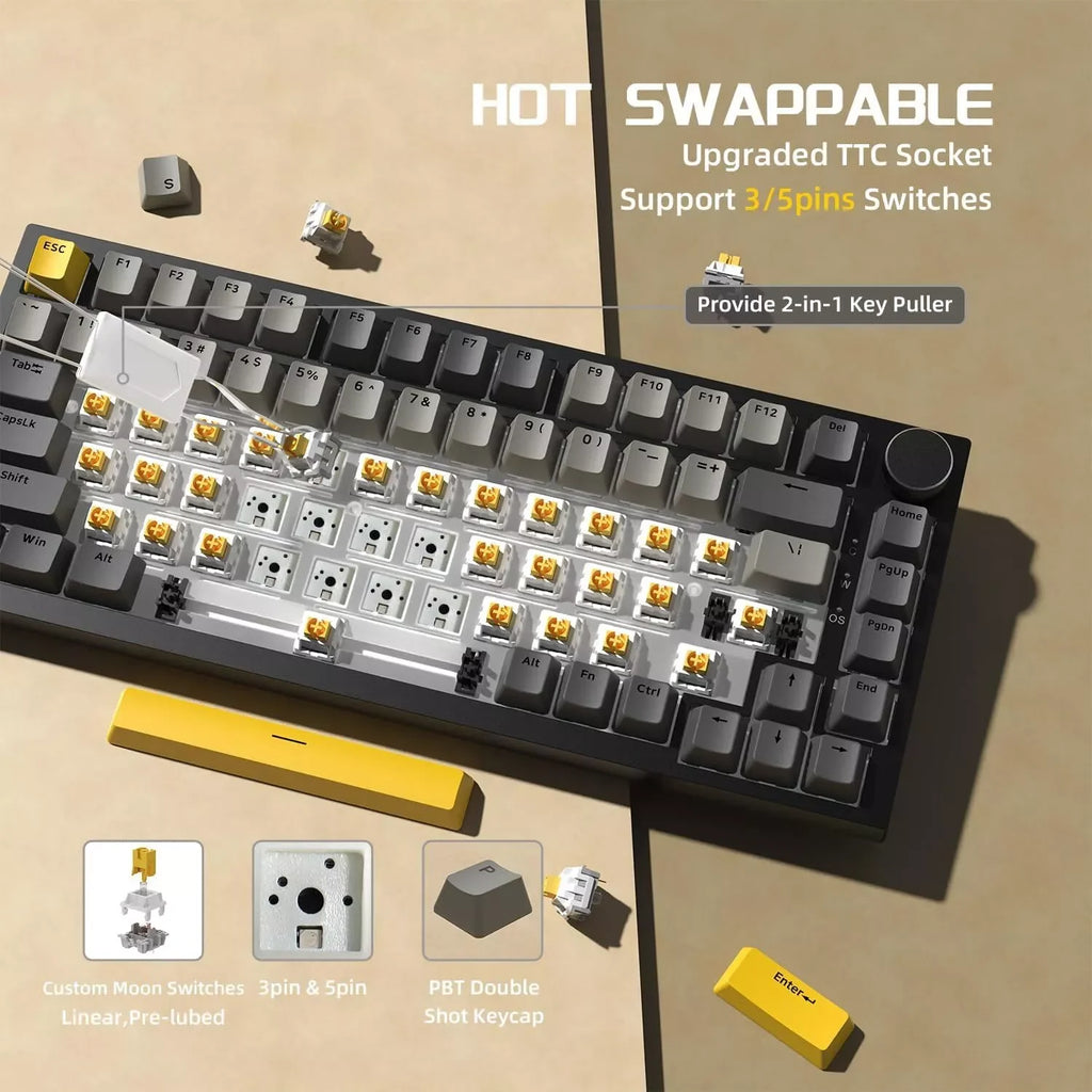 AJAZZ AK820 Wired Mechanical Gaming Keyboard – RGB, Hot-Swappable & 75% Layout