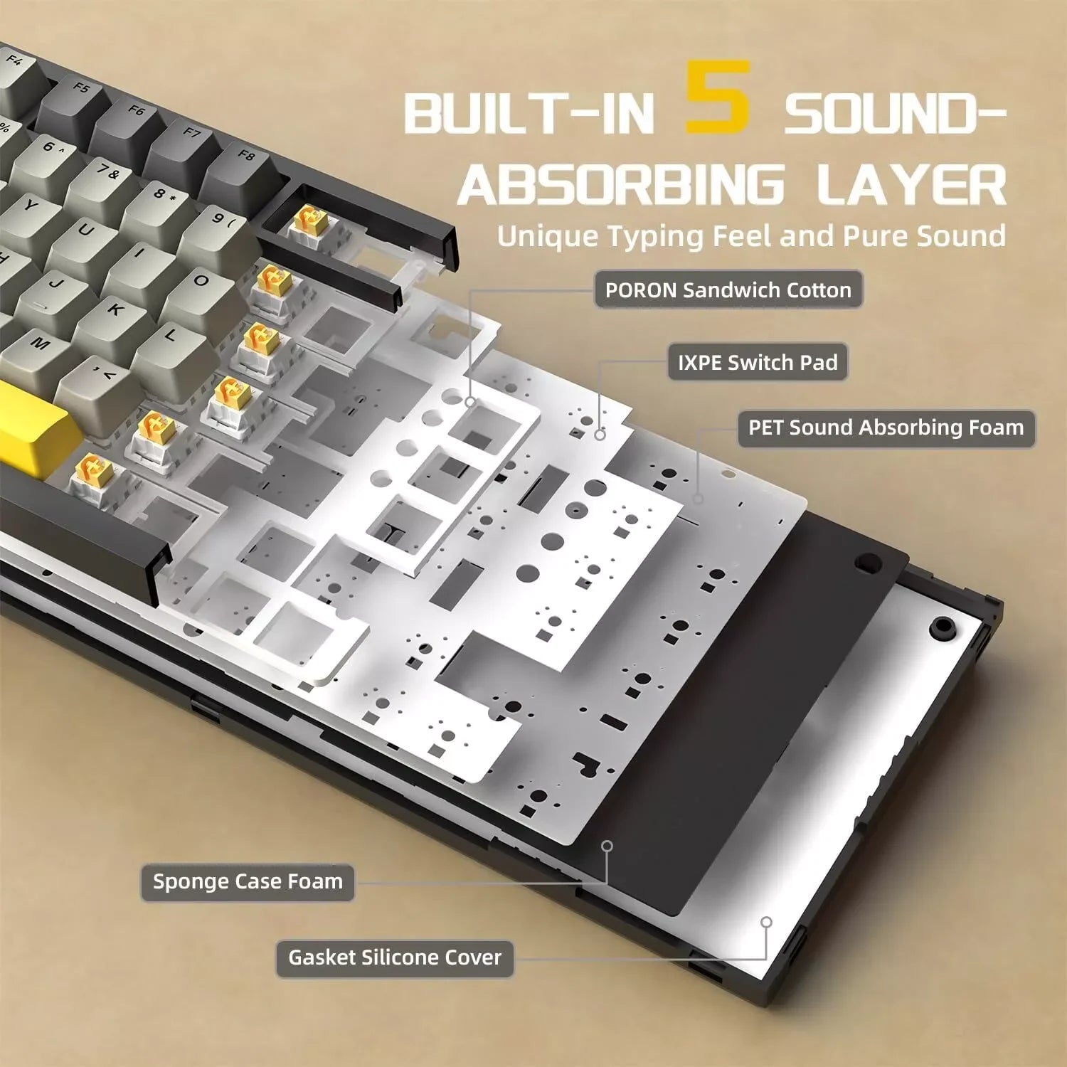 AJAZZ AK820 Wired Mechanical Gaming Keyboard – RGB, Hot-Swappable & 75% Layout