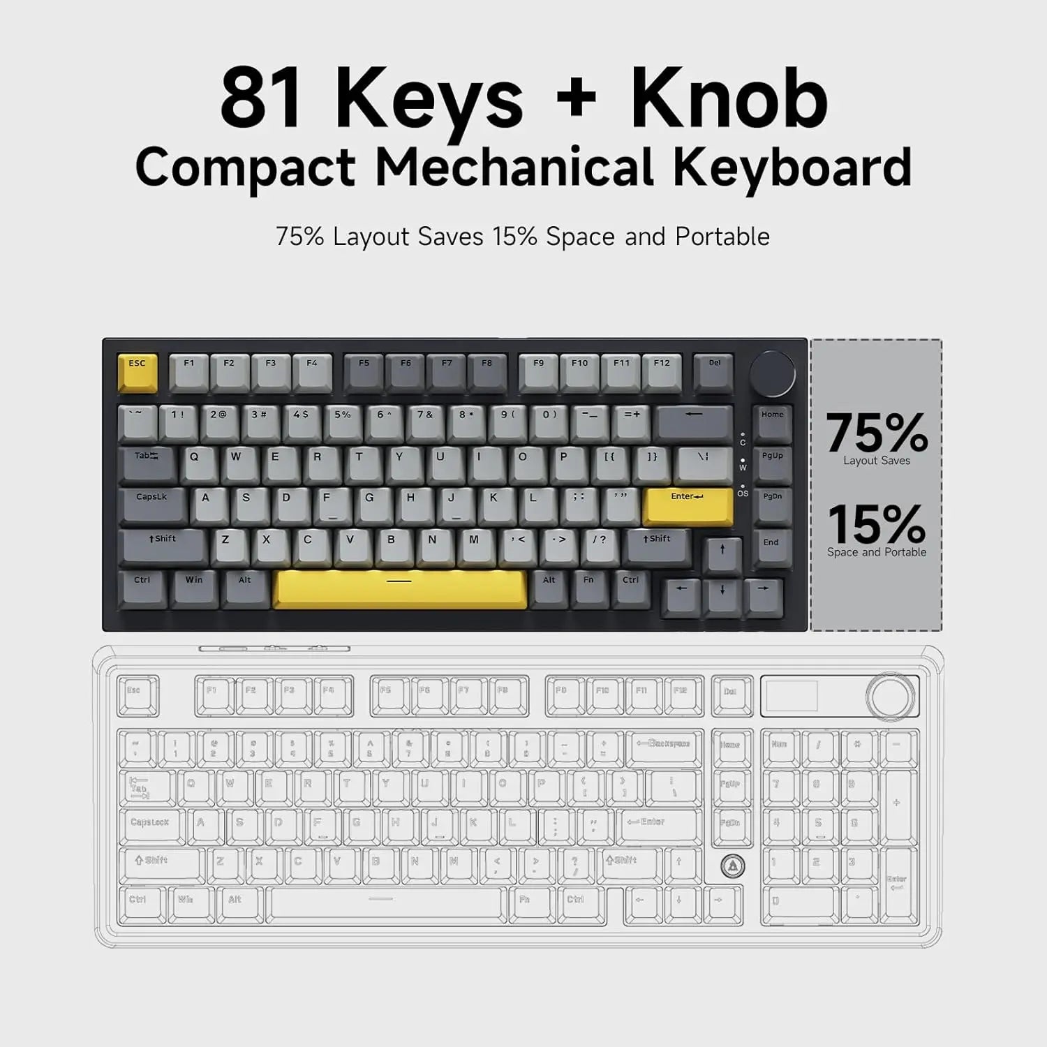 AJAZZ AK820 Wired Mechanical Gaming Keyboard – RGB, Hot-Swappable & 75% Layout