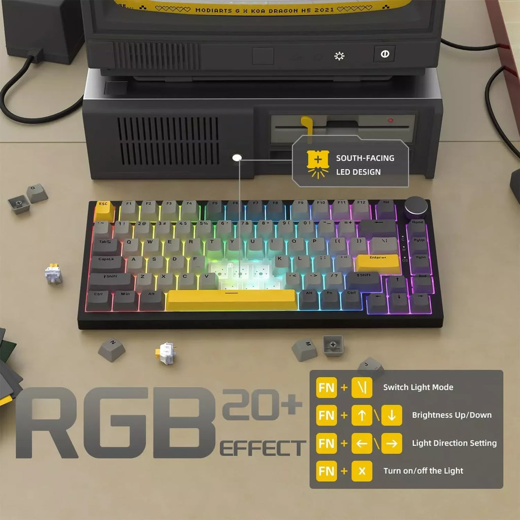 AJAZZ AK820 Wired Mechanical Gaming Keyboard – RGB, Hot-Swappable & 75% Layout
