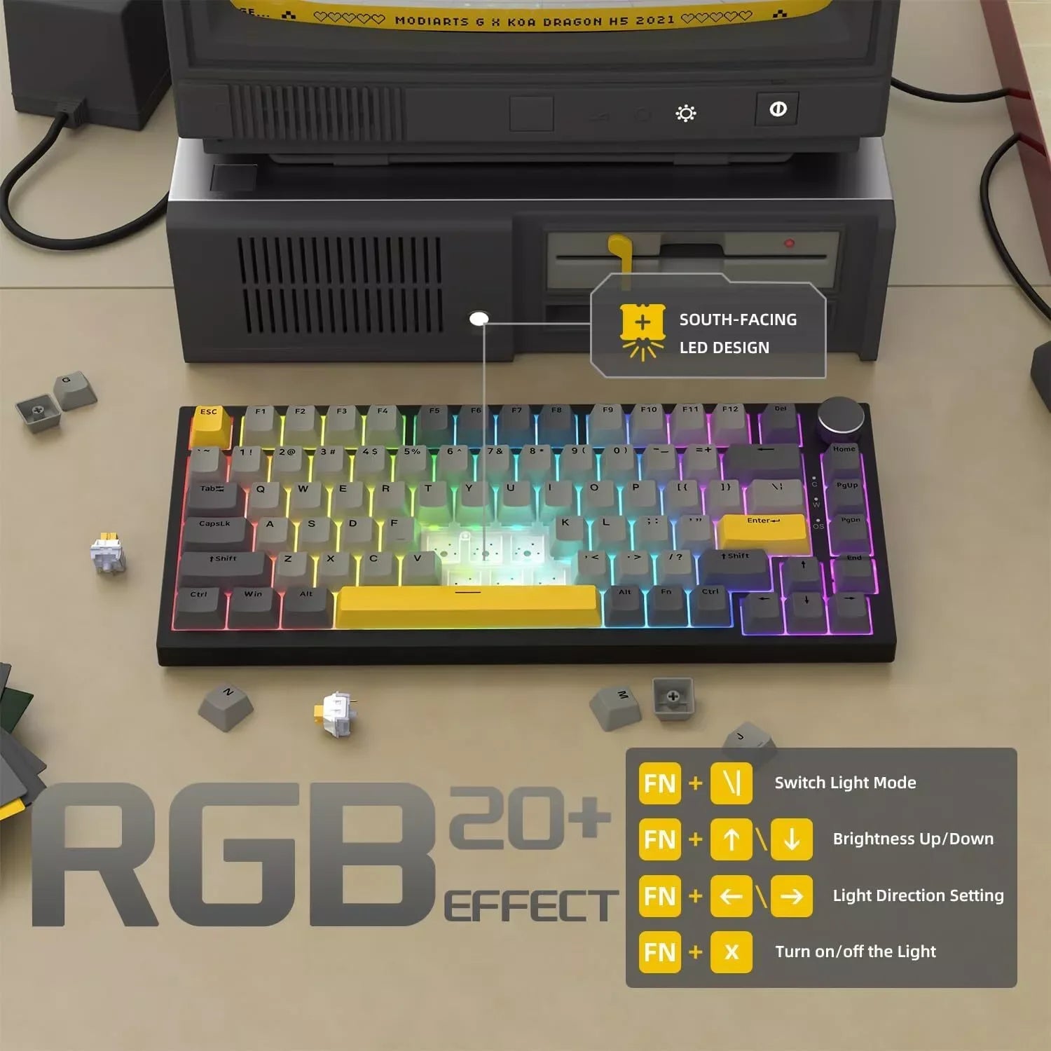AJAZZ AK820 Wired Mechanical Gaming Keyboard – RGB, Hot-Swappable & 75% Layout