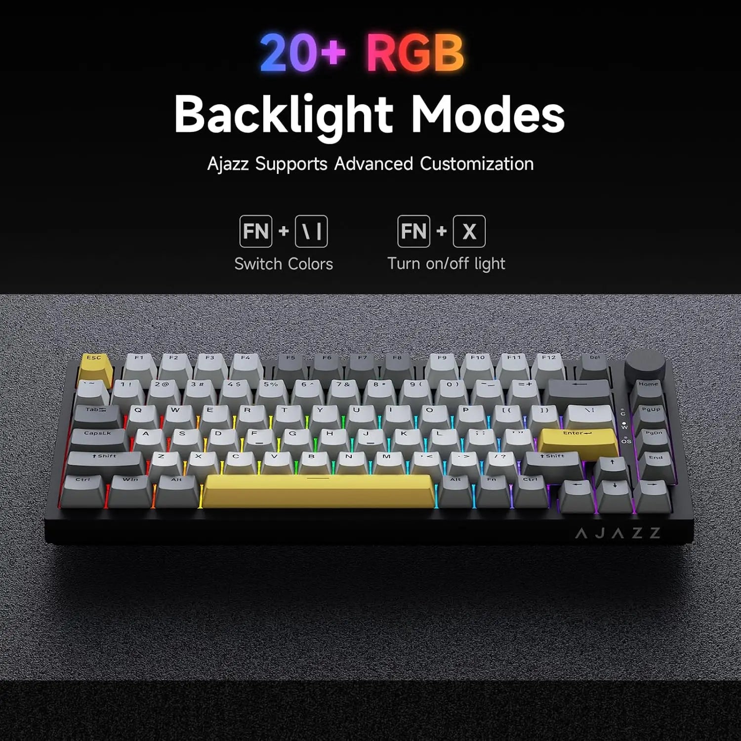 AJAZZ AK820 Wired Mechanical Gaming Keyboard – RGB, Hot-Swappable & 75% Layout