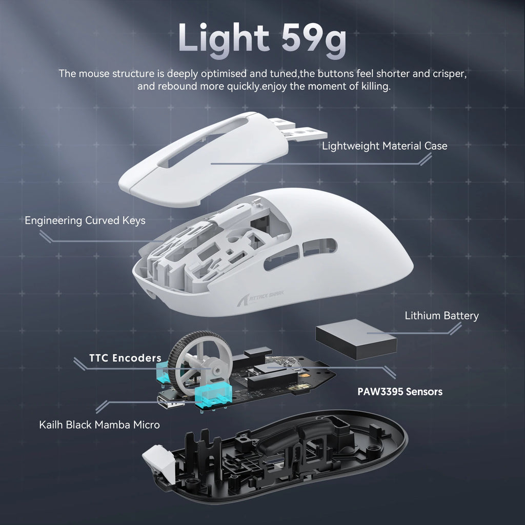 Attack Shark X3 Pro Wireless Gaming Mouse – 26,000 DPI | PAW3395 | Tri-Mode