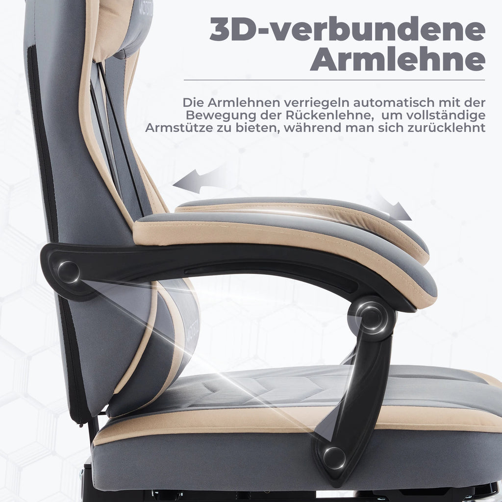 WOTSTA Ergonomisk Gamingstol med Fotstöd – Justerbar, Nack- & Ländryggsstöd