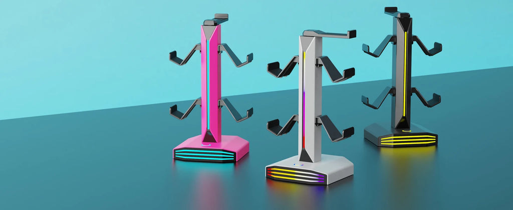 🎮 RGB Gaming Headset & Controller Stand with USB & USB-C Charging