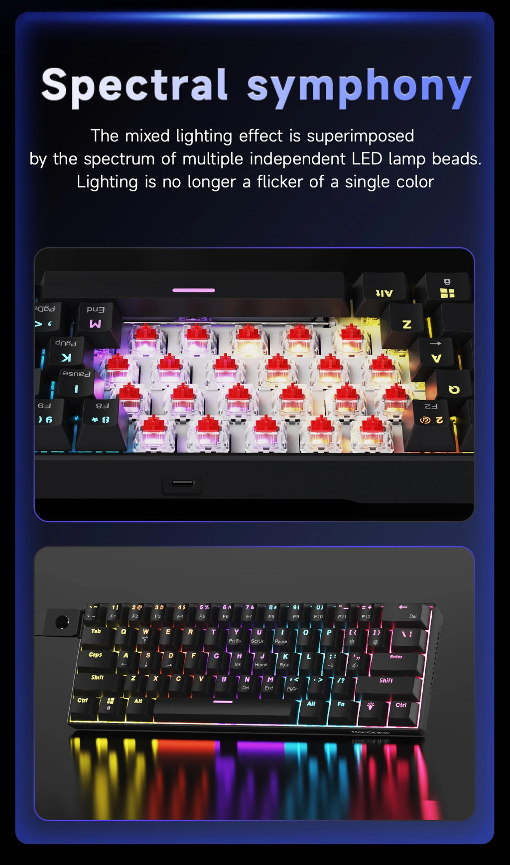 AJAZZ NK61 RGB Mechanical Gaming Keyboard – 61 Keys, Hot-Swappable