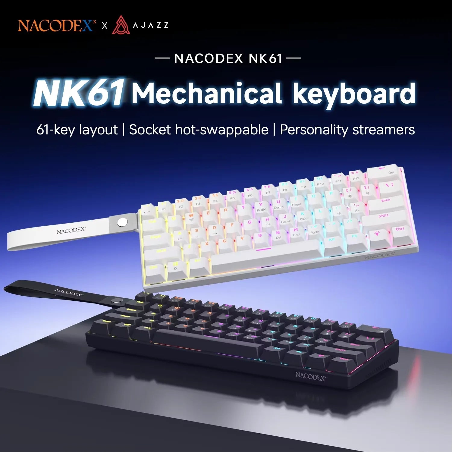 AJAZZ NK61 RGB Mechanical Gaming Keyboard – 61 Keys, Hot-Swappable