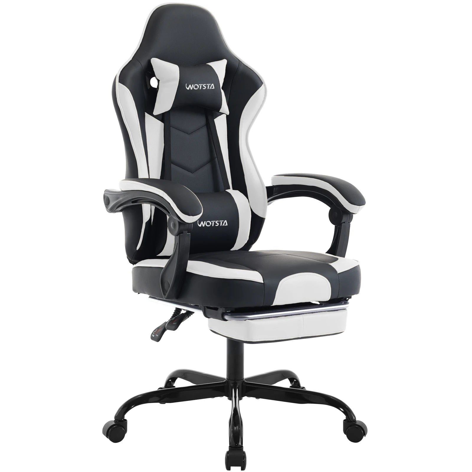 WOTSTA Ergonomisk Gamingstol med Fotstöd – Justerbar, Nack- & Ländryggsstöd