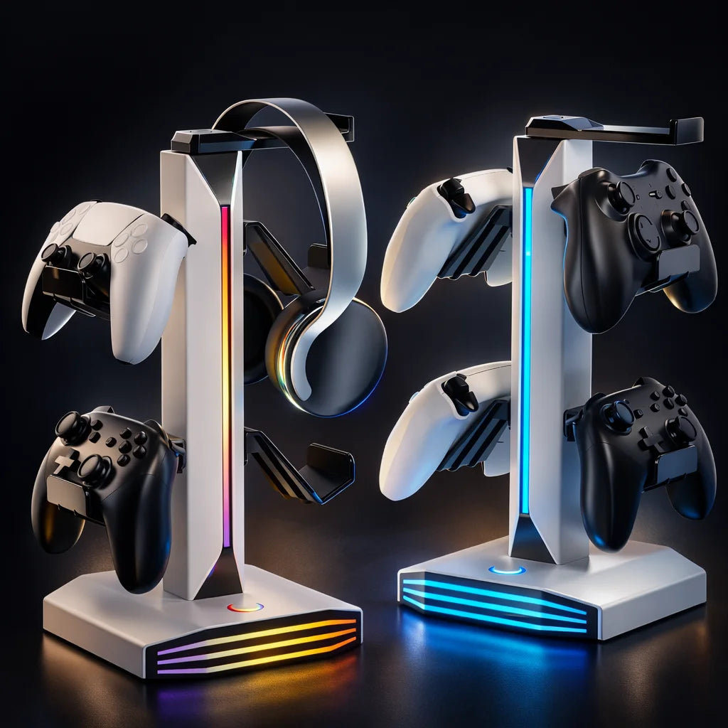🎮 RGB Gaming Headset & Controller Stand with USB & USB-C Charging
