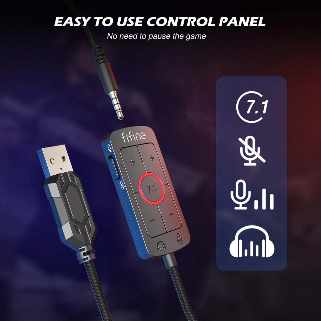 FIFINE H9 Wired Gaming Headset – 7.1 Surround Sound | USB & 3.5 mm | Volume & Mute Controls