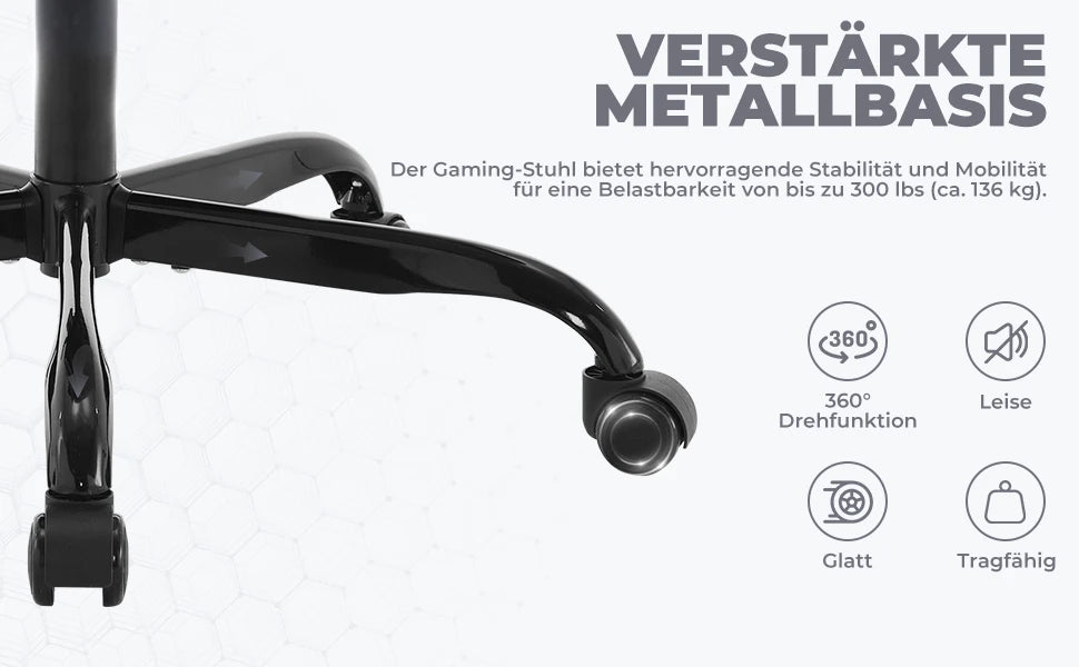 WOTSTA Ergonomisk Gamingstol med Fotstöd – Justerbar, Nack- & Ländryggsstöd