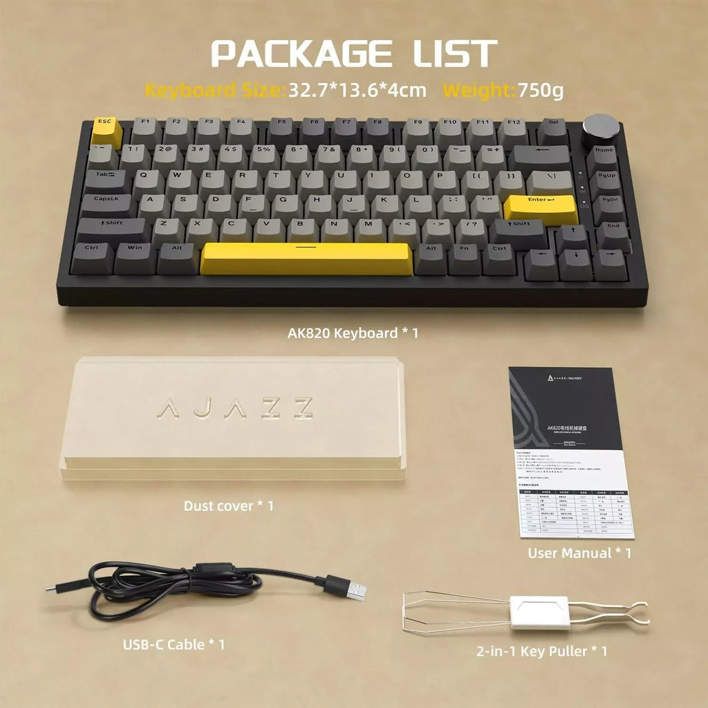 AJAZZ AK820 Wired Mechanical Gaming Keyboard – RGB, Hot-Swappable & 75% Layout