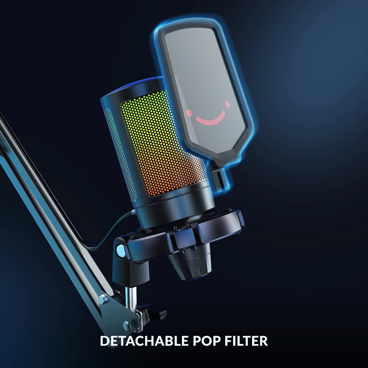 FIFINE A6T RGB USB Gaming Microphone Kit – Premium Condenser Microphone with Boom Arm | Touch Mute | Cardioid