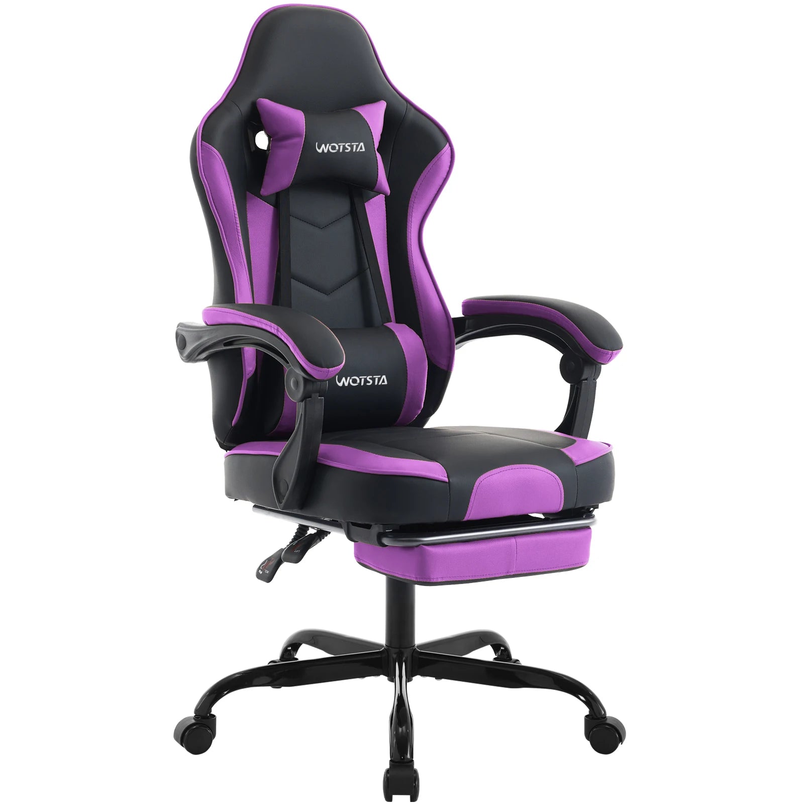 WOTSTA Ergonomisk Gamingstol med Fotstöd – Justerbar, Nack- & Ländryggsstöd