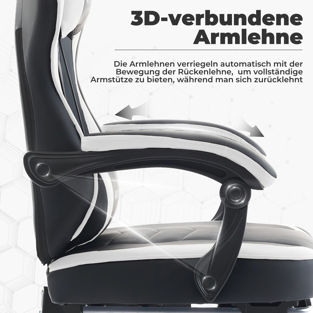 WOTSTA Ergonomisk Gamingstol med Fotstöd – Justerbar, Nack- & Ländryggsstöd