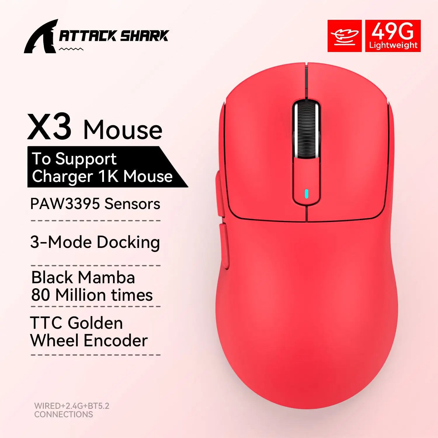 Attack Shark X3 Pro Wireless Gaming Mouse – 26,000 DPI | PAW3395 | Tri-Mode