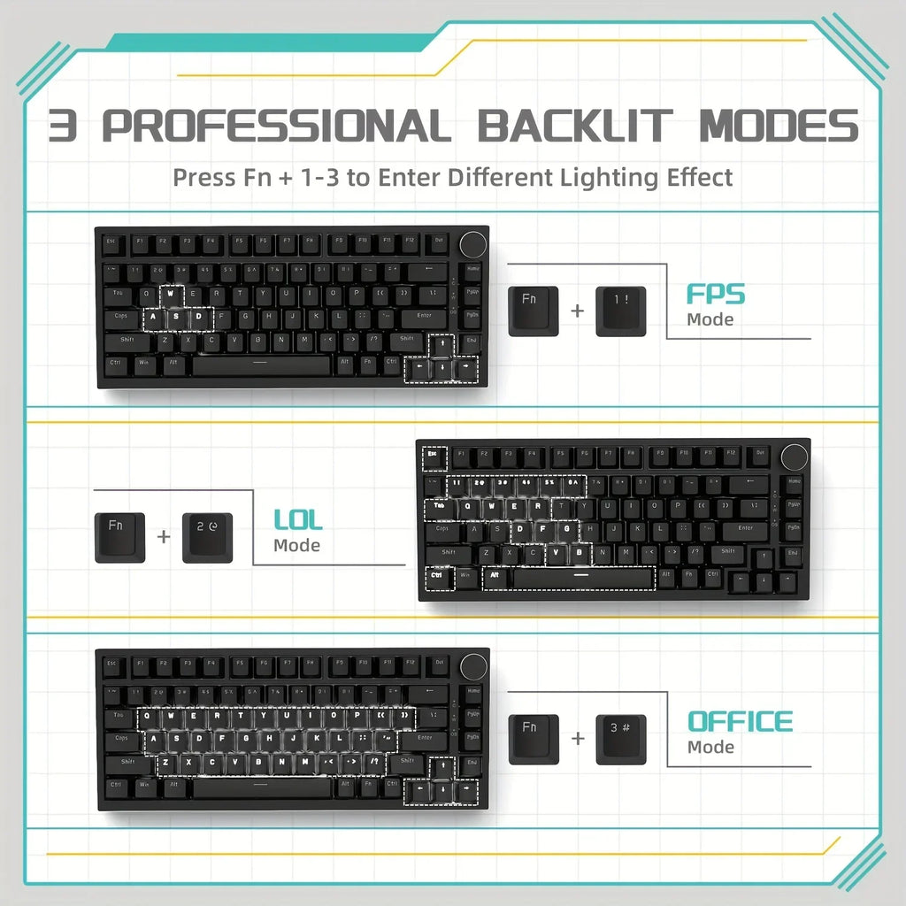 AJAZZ AK820 Wired Mechanical Gaming Keyboard – RGB, Hot-Swappable & 75% Layout