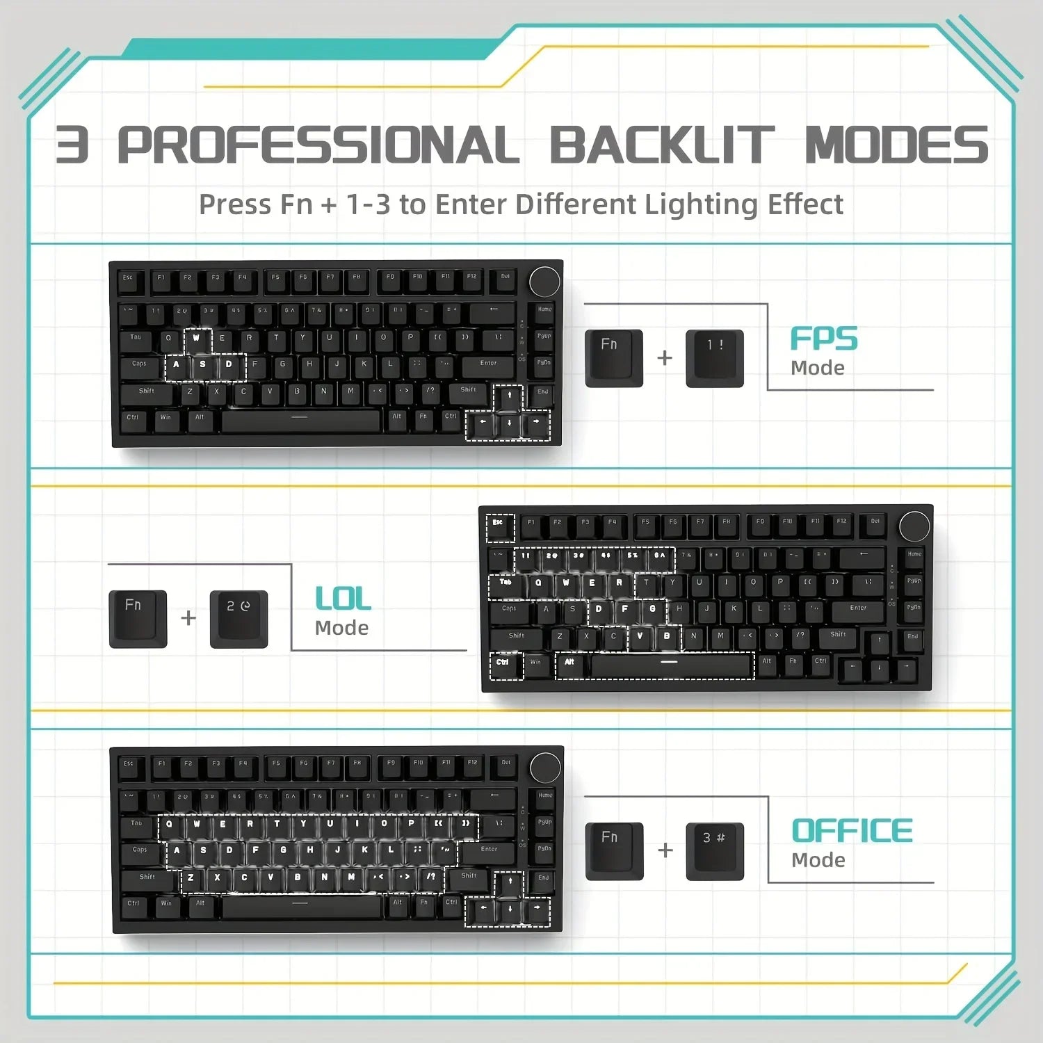 AJAZZ AK820 Wired Mechanical Gaming Keyboard – RGB, Hot-Swappable & 75% Layout