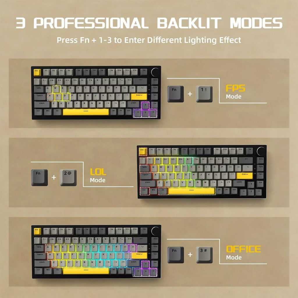 AJAZZ AK820 Wired Mechanical Gaming Keyboard – RGB, Hot-Swappable & 75% Layout