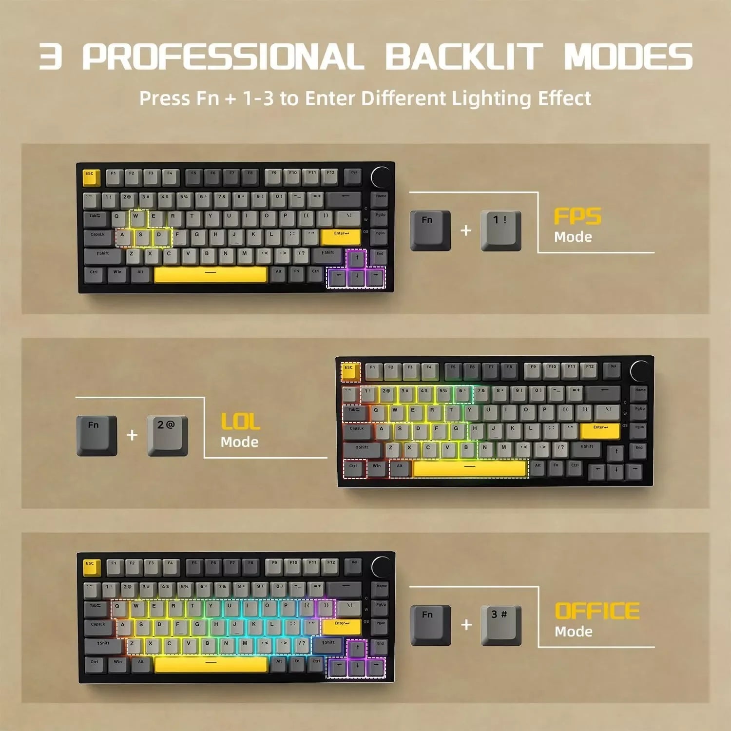 AJAZZ AK820 Wired Mechanical Gaming Keyboard – RGB, Hot-Swappable & 75% Layout