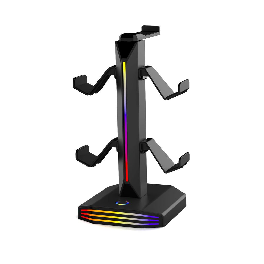 🎮 RGB Gaming Headset & Controller Stand with USB & USB-C Charging
