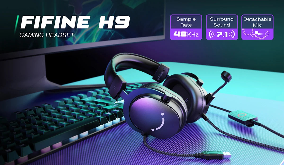 FIFINE H9 Wired Gaming Headset – 7.1 Surround Sound | USB & 3.5 mm | Volume & Mute Controls