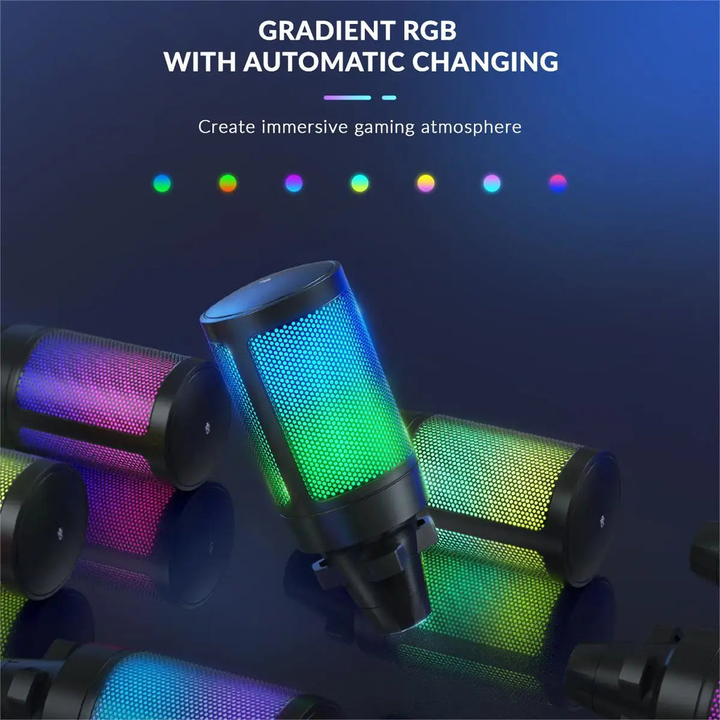 FIFINE A6T RGB USB Gaming Microphone Kit – Premium Condenser Microphone with Boom Arm | Touch Mute | Cardioid