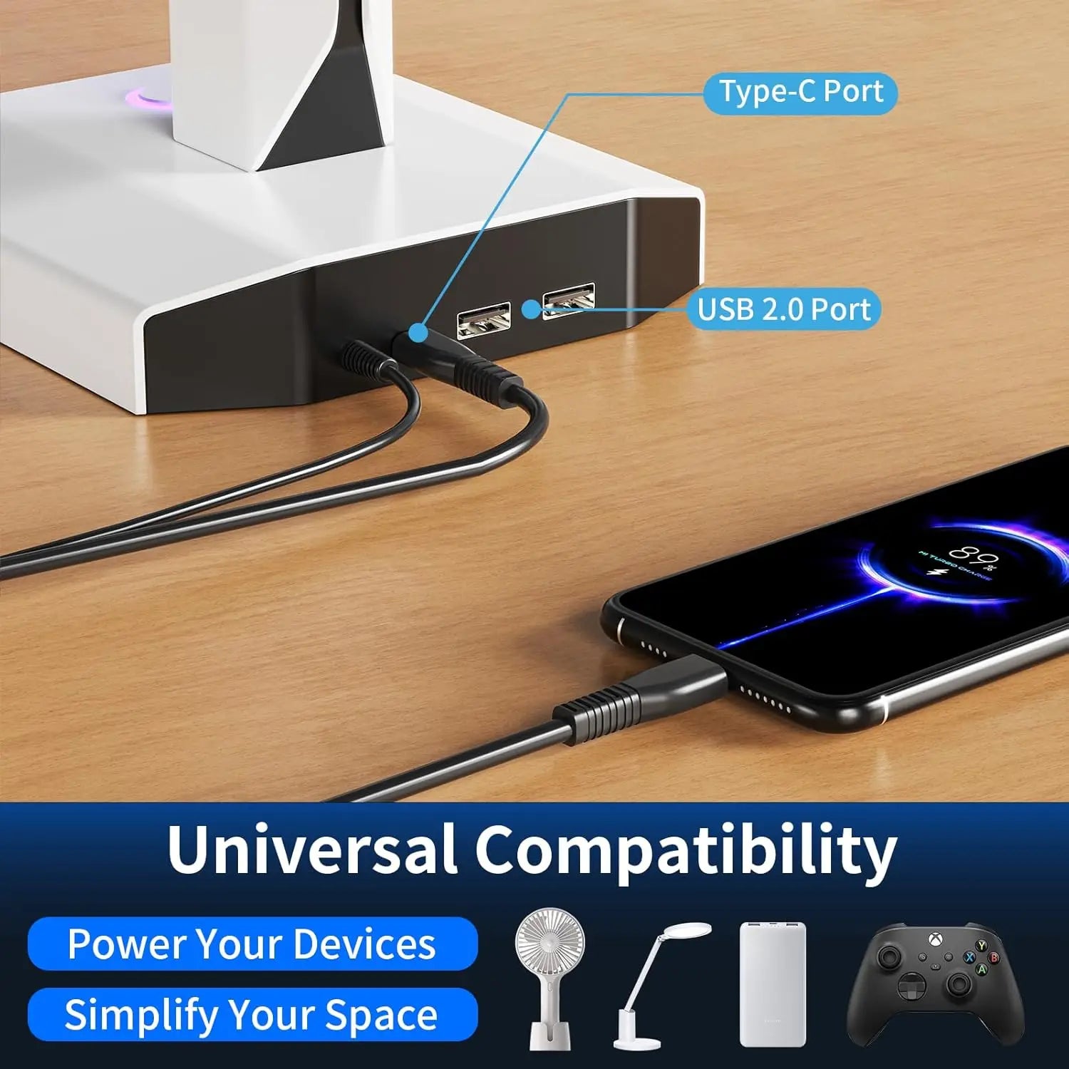 🎮 RGB Gaming Headset & Controller Stand with USB & USB-C Charging
