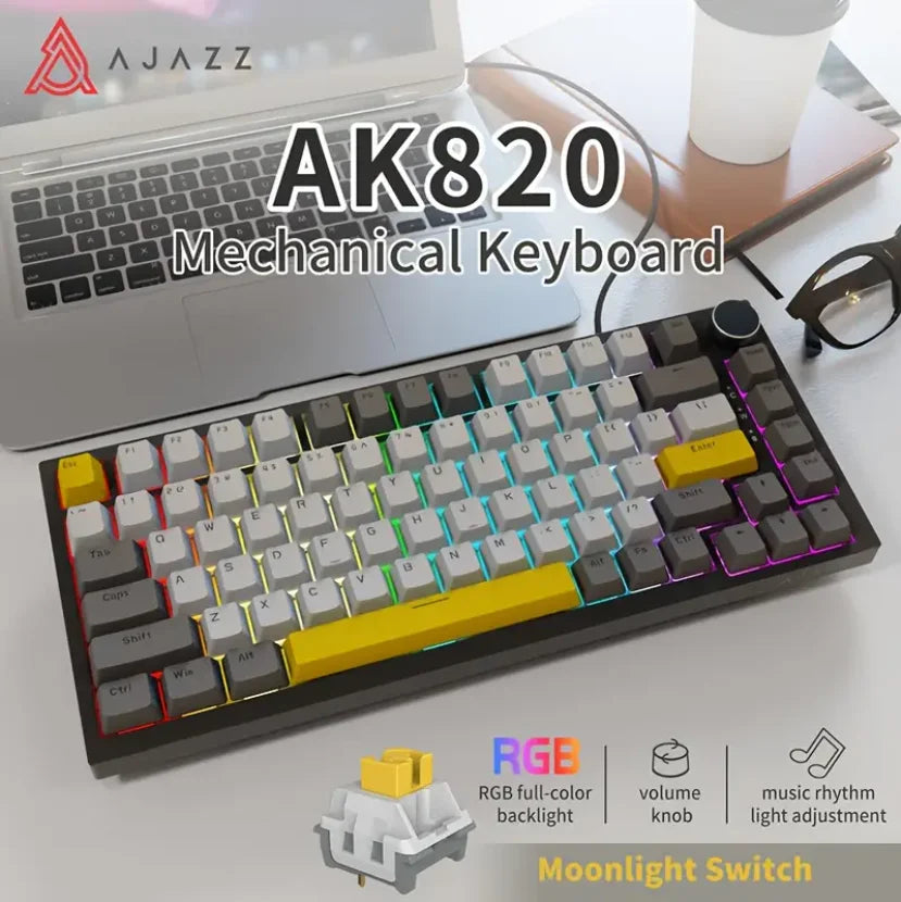 AJAZZ AK820 Wired Mechanical Gaming Keyboard – RGB, Hot-Swappable & 75% Layout