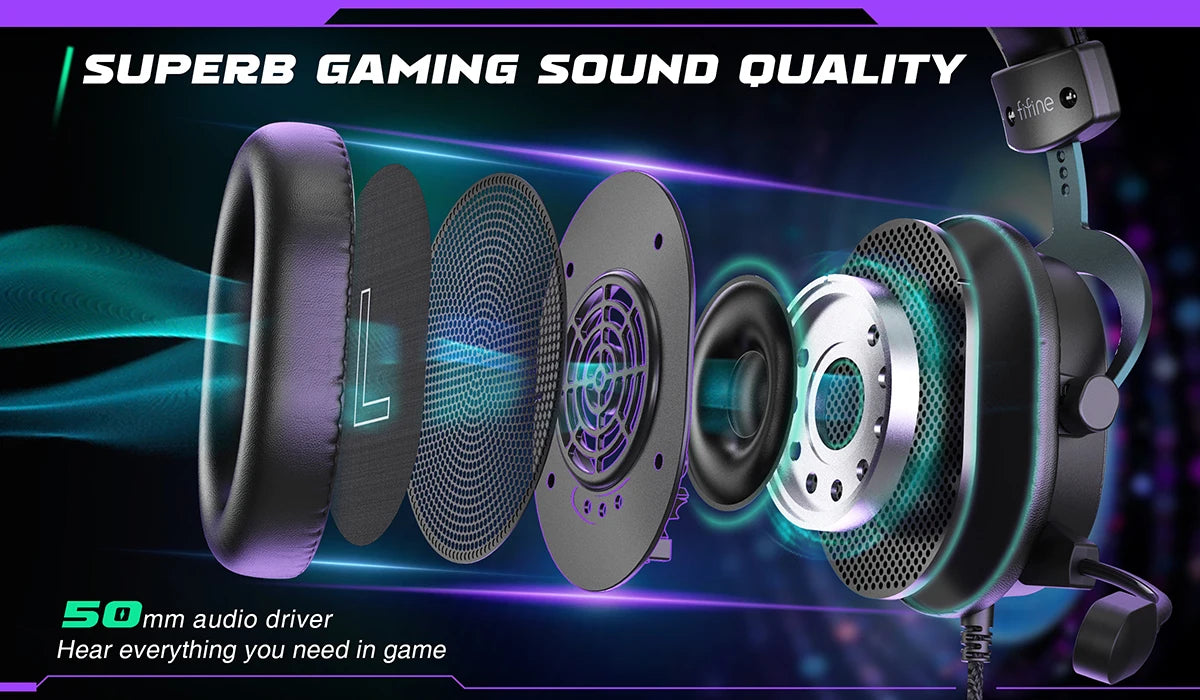 FIFINE H9 Wired Gaming Headset – 7.1 Surround Sound | USB & 3.5 mm | Volume & Mute Controls