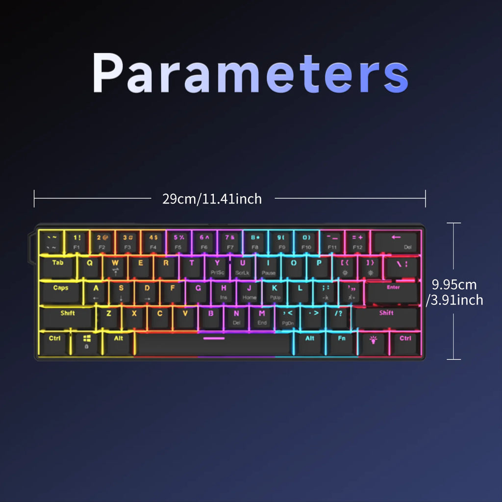 AJAZZ NK61 RGB Mechanical Gaming Keyboard – 61 Keys, Hot-Swappable