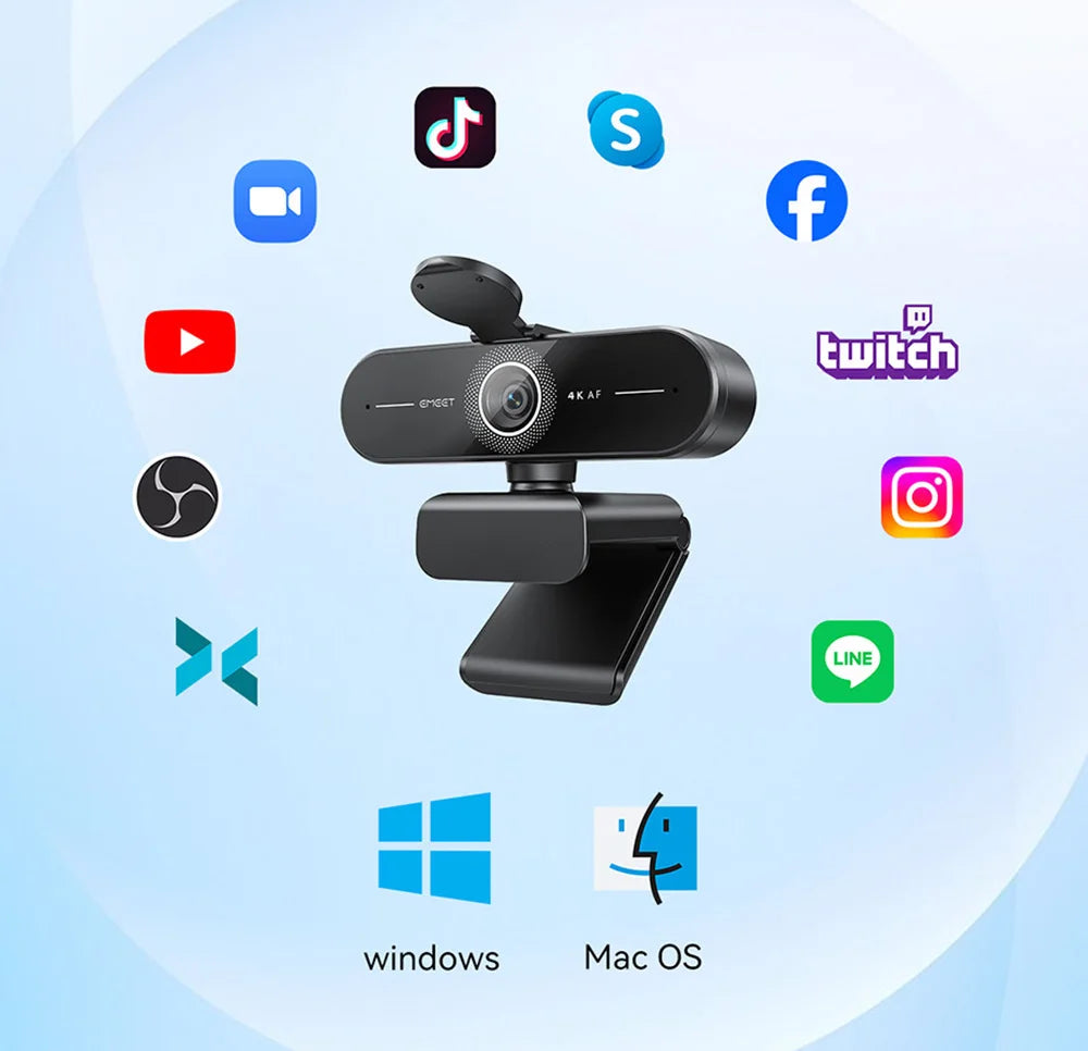 EMEET C60E 4K Ultra HD Webbkamera – Autofokus & 1080p 60 FPS