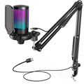 FIFINE A6T RGB USB Gaming Microphone Kit – Premium Condenser Microphone with Boom Arm | Touch Mute | Cardioid