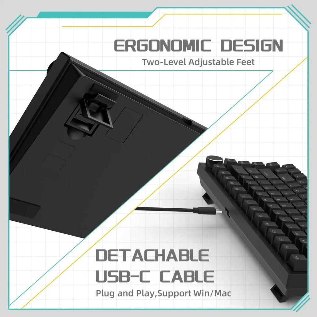 AJAZZ AK820 Wired Mechanical Gaming Keyboard – RGB, Hot-Swappable & 75% Layout