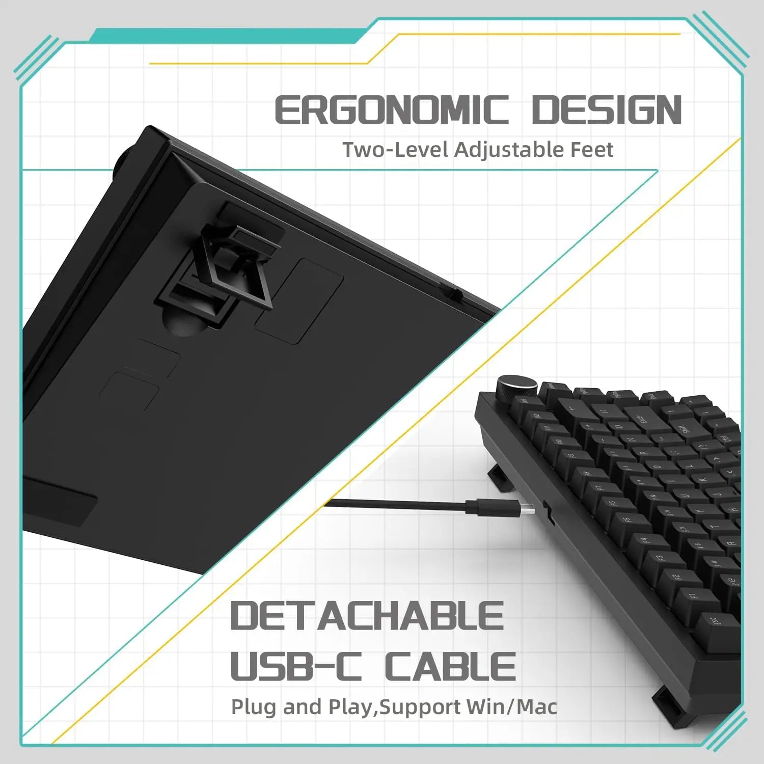 AJAZZ AK820 Wired Mechanical Gaming Keyboard – RGB, Hot-Swappable & 75% Layout